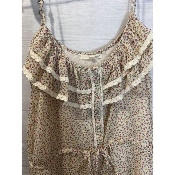 LAMade Spaghetti Strap Ruffle Tie Waist Floral Summer Mini‎ Dress - Picture 6 of 7